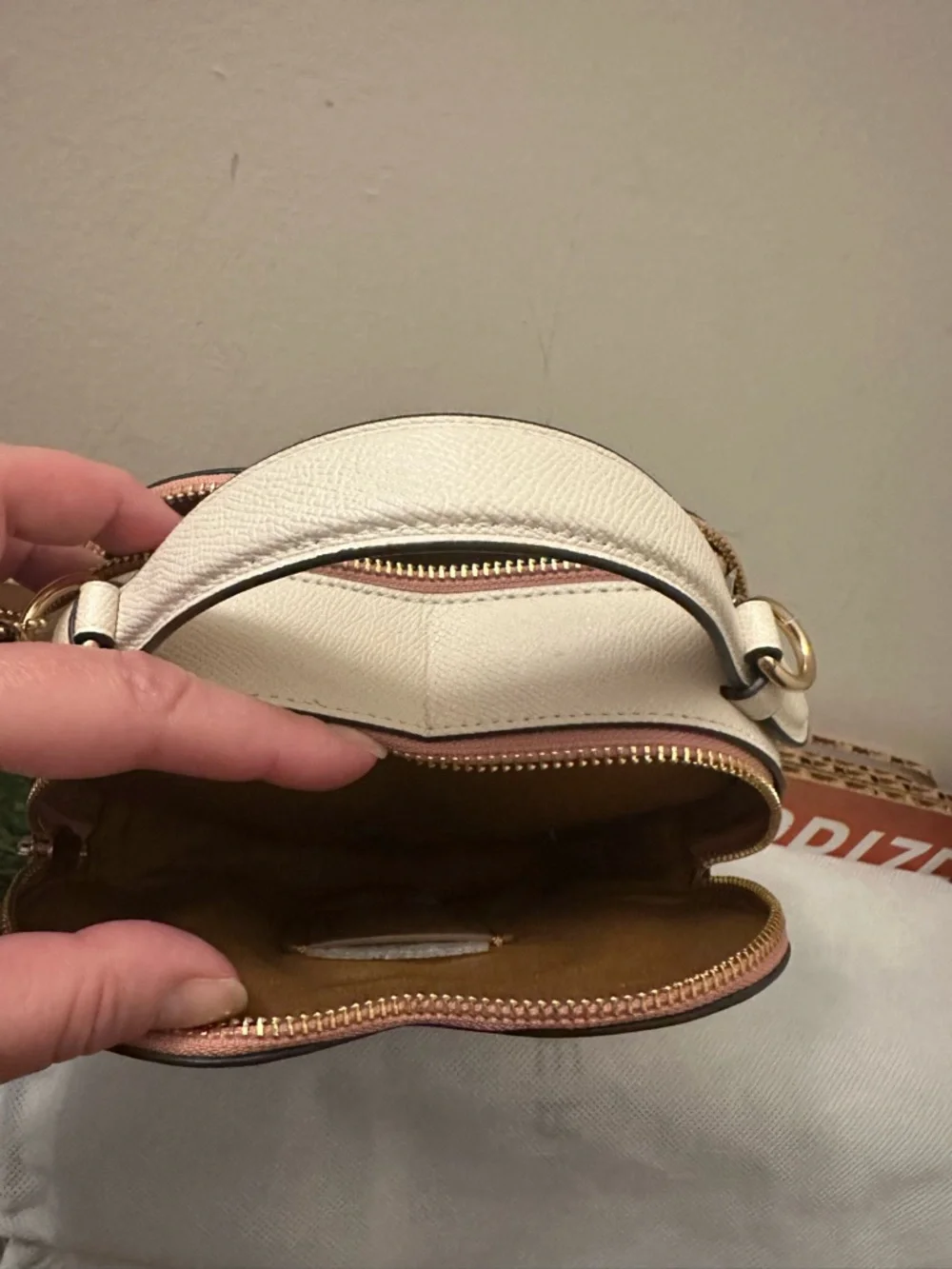 Coach Heart-Shaped Cherry Hearts Crossbody Bag in Beige and Pink - Picture 4 of 5